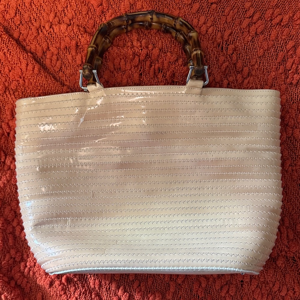 Gucci Cream Tote with Bamboo Handles